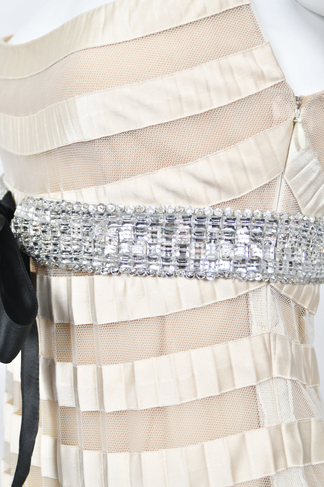 2007 Valentino Documented Runway Ivory Sheer-Illusion Silk &amp; Tulle Pleated Gown