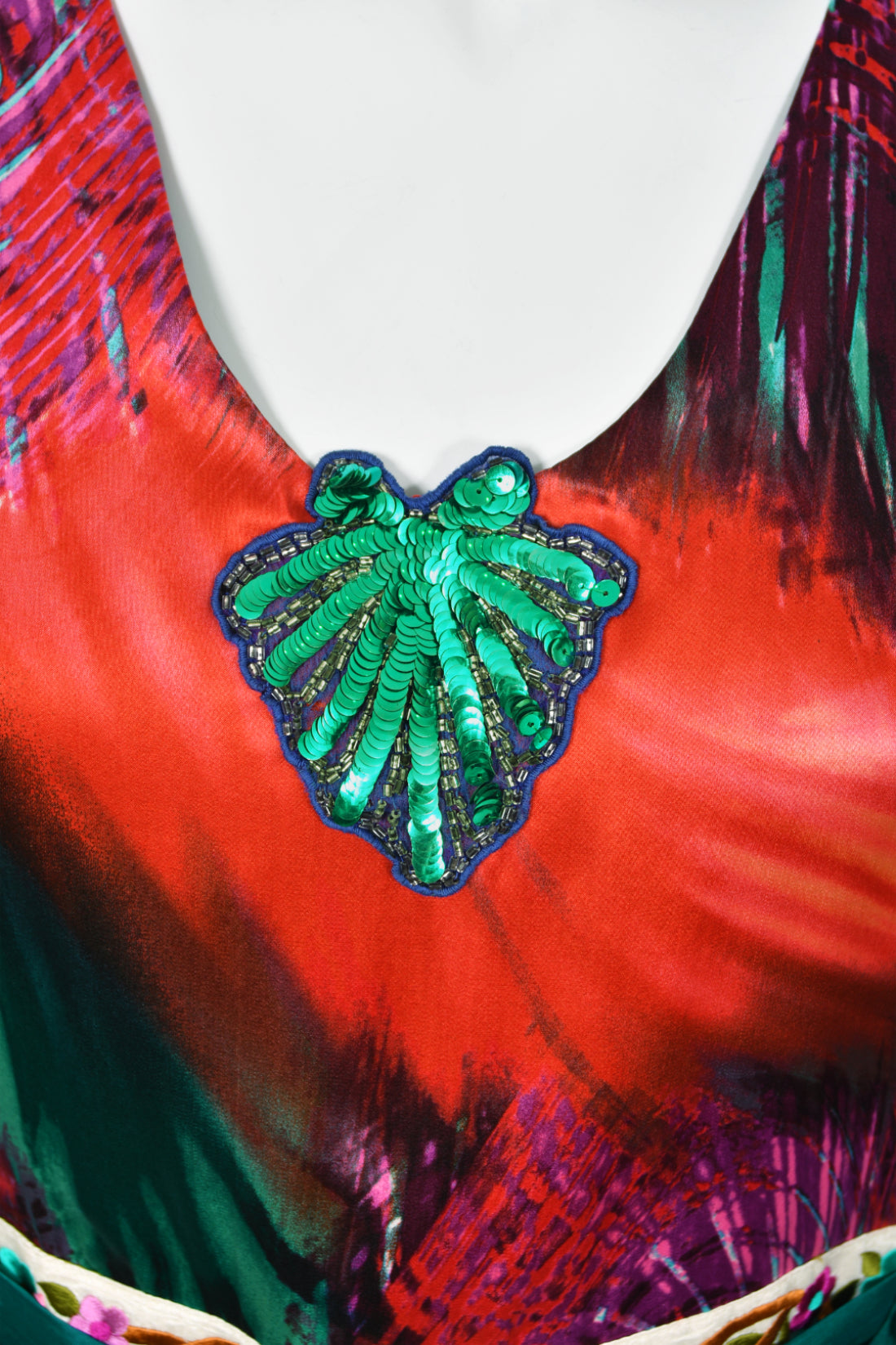 1970 Thea Porter Couture Colorful Patchwork Sheer Silk Bohemian Abaya Caftan