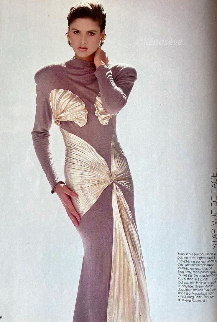1984 Thierry Mugler &#39;Winter of the Angels&#39; Metallic Gold Lamè &amp; Stretch Velvet Gown