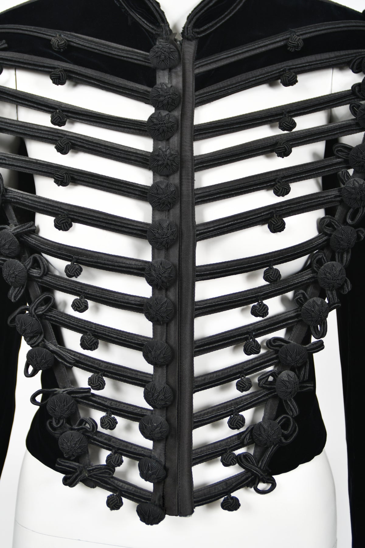 1991 Jean Paul Gaultier Documented Cher Worn Black Velvet Corset Cage Jacket