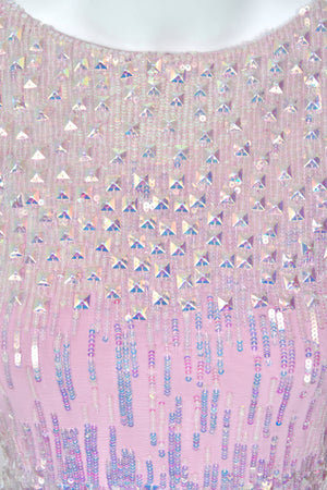2012 Blumarine Runway Iridescent Lilac Pink Fully Sequin Cut-Out Hourglass Mermaid Gown