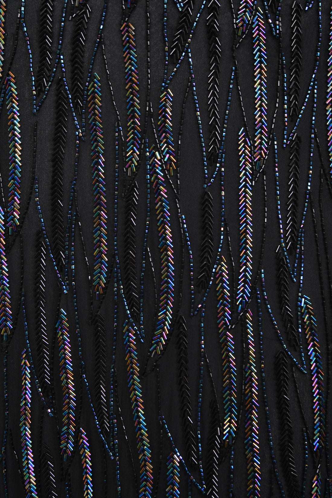 1970&#39;s Halston Couture Iridescent Beaded Black Silk One-Shoulder Dress