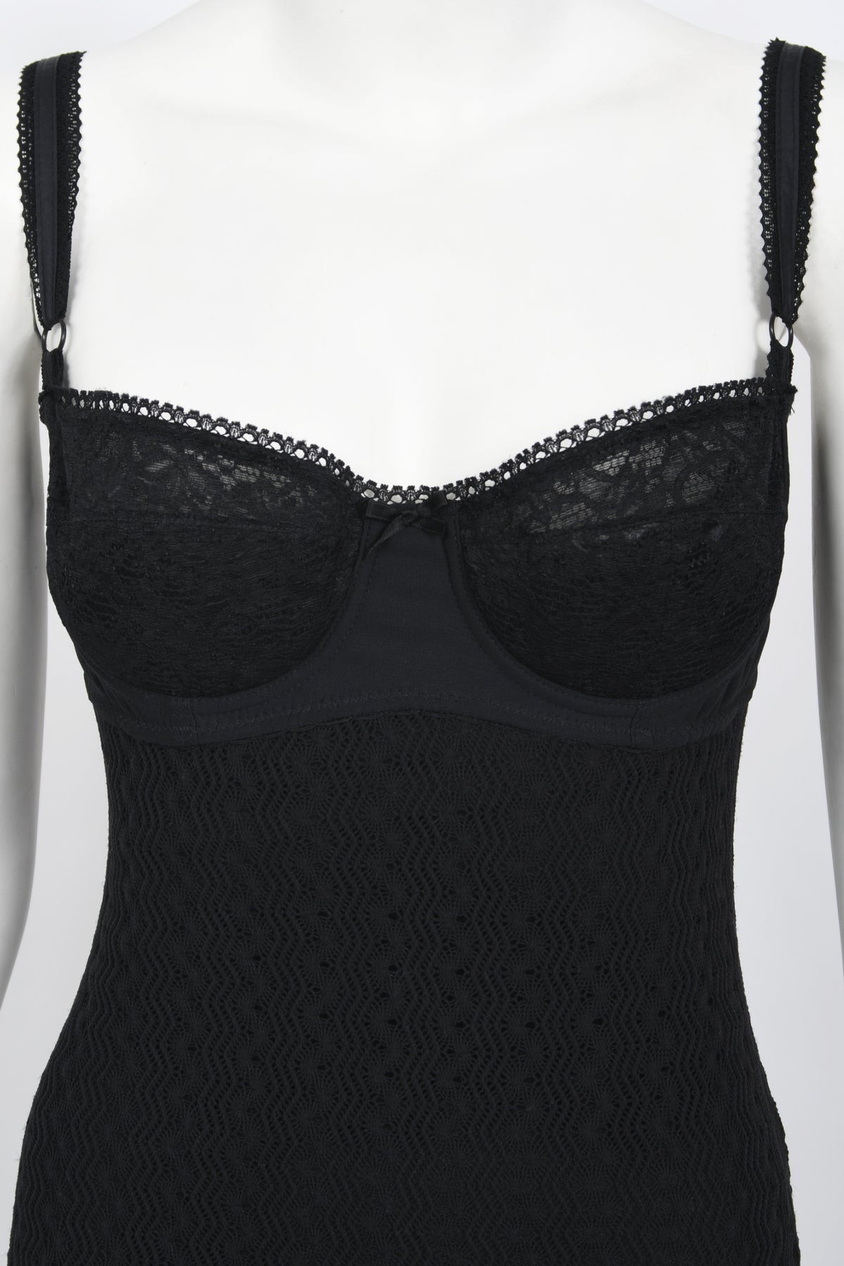 1997 Dolce &amp; Gabbana Black Stretch Silk Knit Hourglass Built-In Bra Gown
