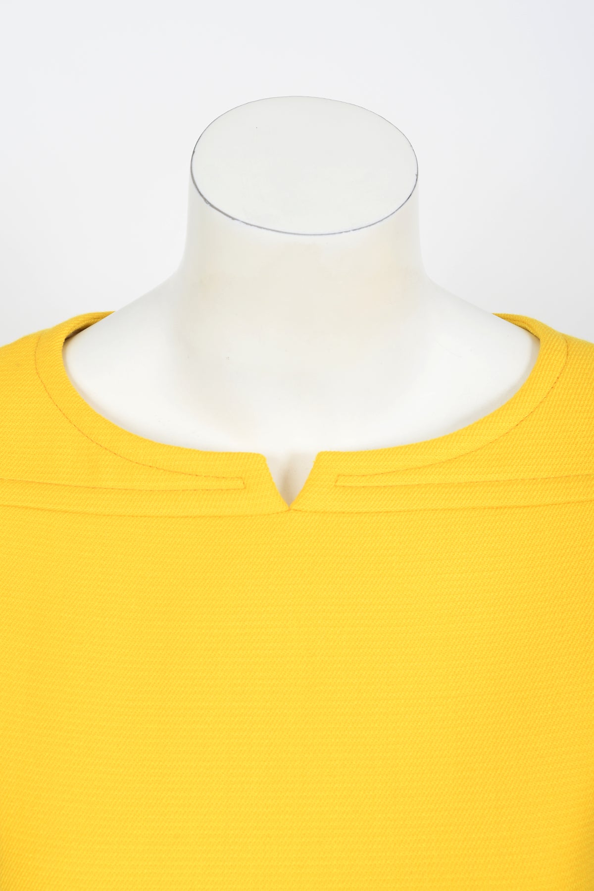 1968 André Courrèges Couture Yellow Wool Belted Space-Age Mod Dress