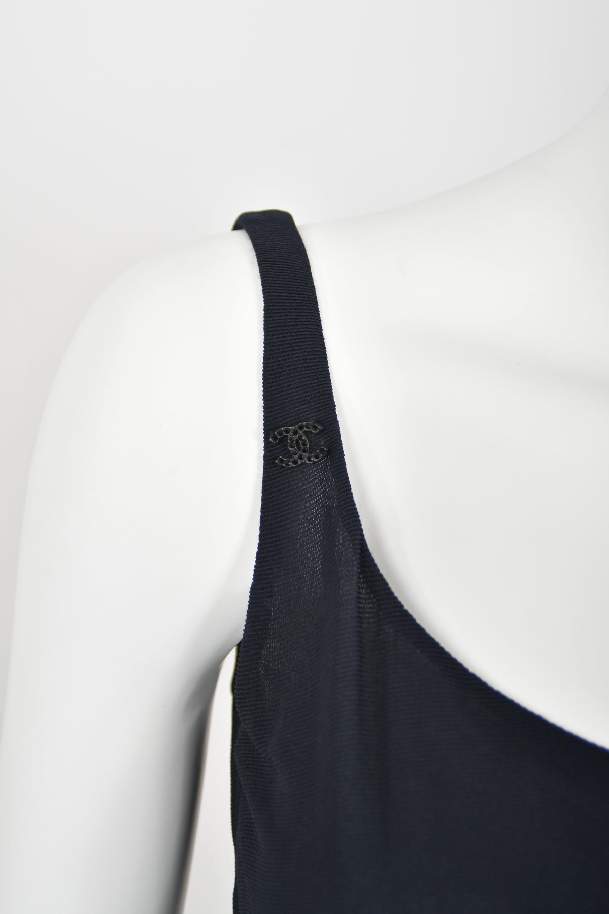 2002 Chanel Cruise Collection Midnight Blue Silk Chiffon Draped Bias-Cut Gown