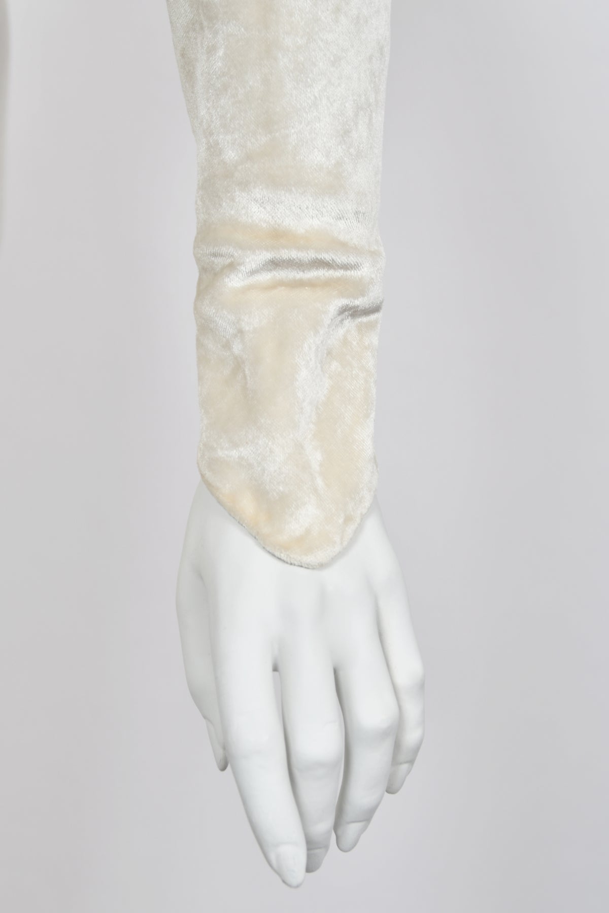 1930's Beaded Ivory Silk-Velvet Cut Out Shoulders Bias-Cut Old Hollywood Gown