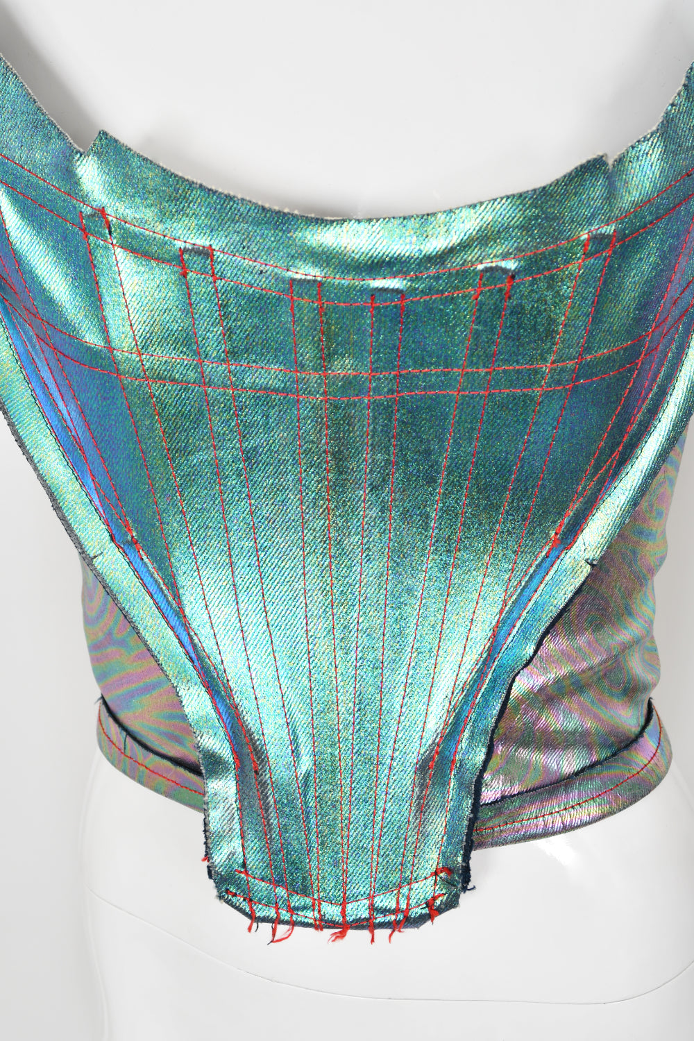 1993 Vivienne Westwood Runway Metallic Foiled Denim Corset Bustier &amp; Matching Pants