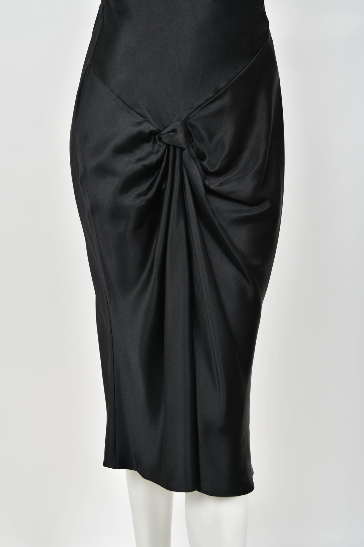 2004 Christian Dior by John Galliano Black Silk Backless Draped Pearls Bias-Cut Dress