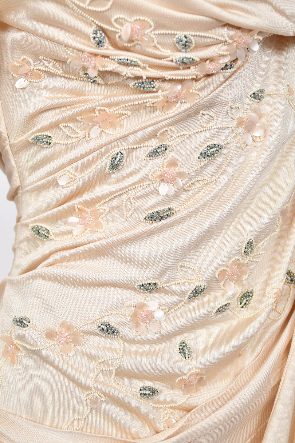 2007 Christian Dior by John Galliano Beaded Blush-Pink Silk Draped Goddess Gown