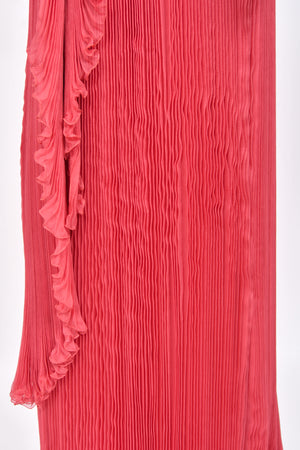 2007 Christian Dior by John Galliano Heavily-Pleated  Raspberry Silk Strapless Bustier Gown