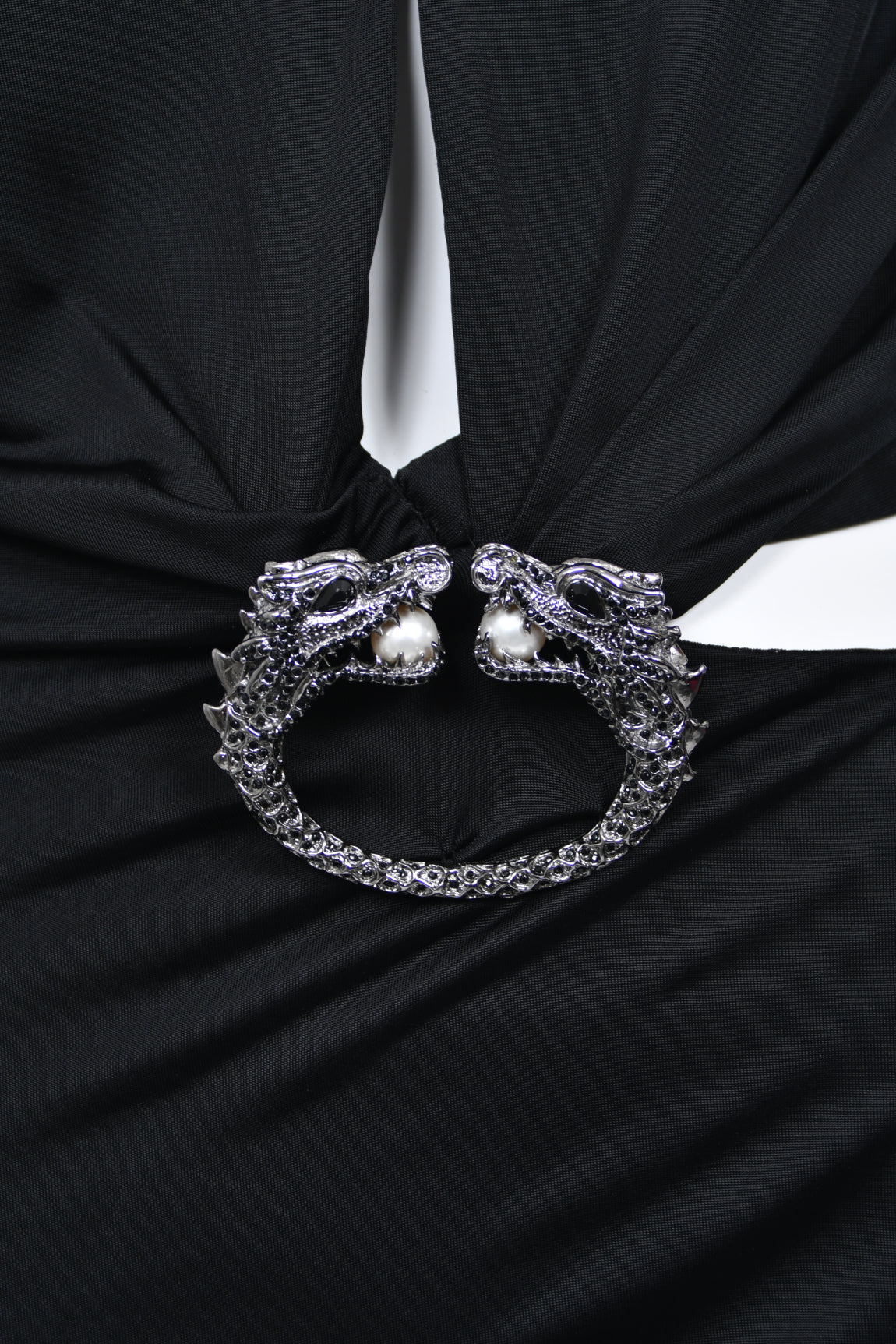 2004 Gucci by Tom Ford Black Silk Jersey Plunge Long Sleeve Cut-Out Finale Gown