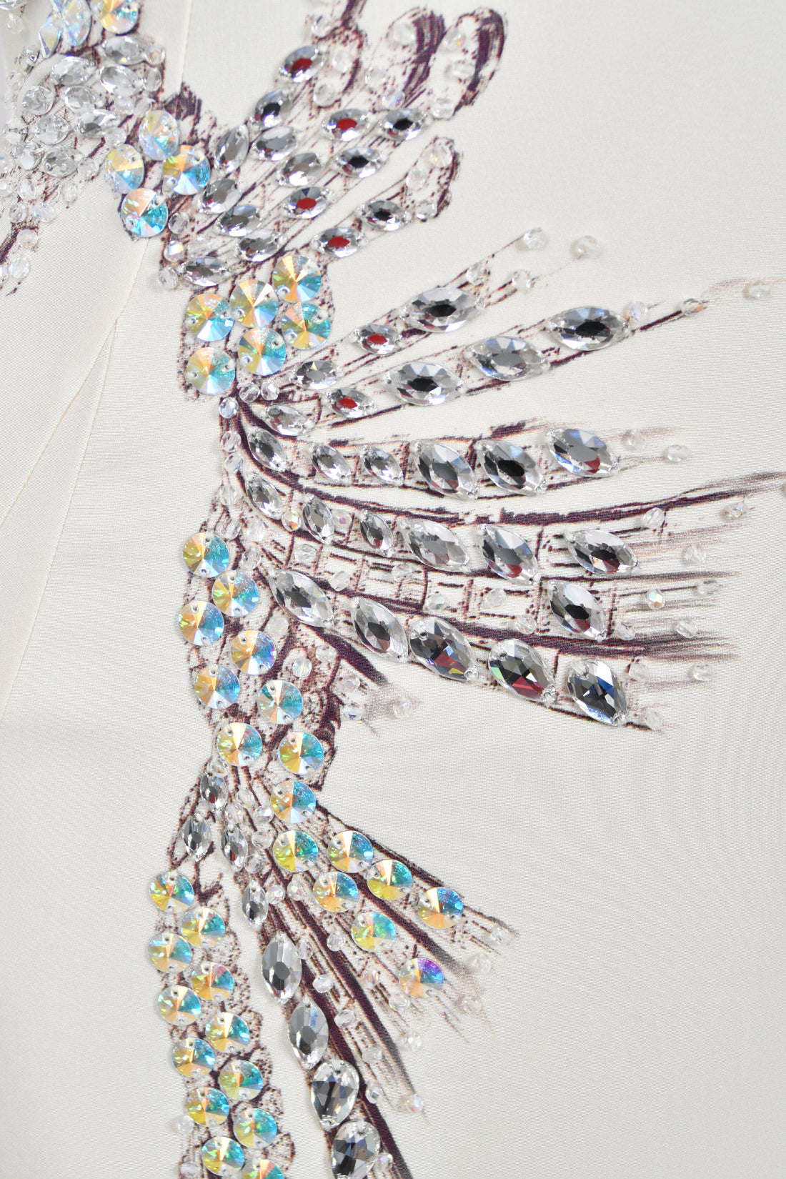 2002 Roberto Cavalli Runway Ivory Jeweled Stretch Silk Trained &#39;Cindy Crawford&#39; Gown