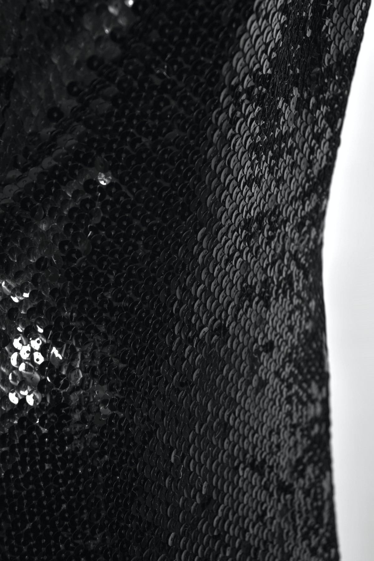 1973 Loris Azzaro Couture Black Fully Sequin Cut-Out Hourglass Mermaid Gown