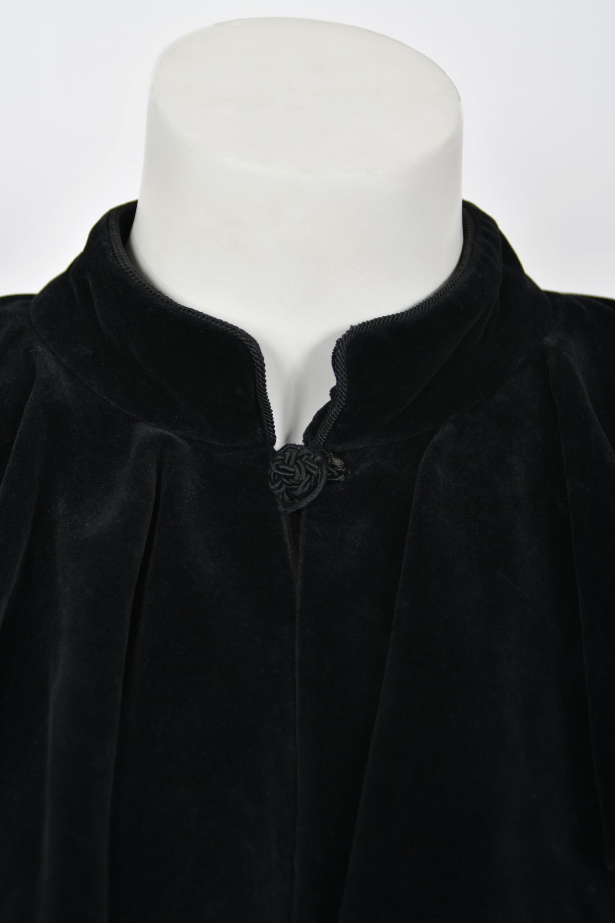 1983 Christian Dior Haute Couture Black Wool &amp; Silk-Velvet Full Length Cape