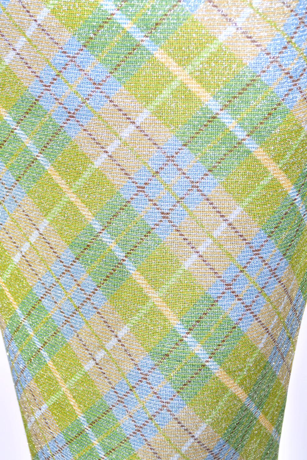2000 John Galliano Metallic Plaid Lurex Knit Bias-Cut Maxi Dress w/ Matching Cardigan