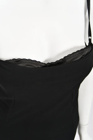 2001 Dolce & Gabbana Black Built-In Bra Necktie Straps Backless Gown
