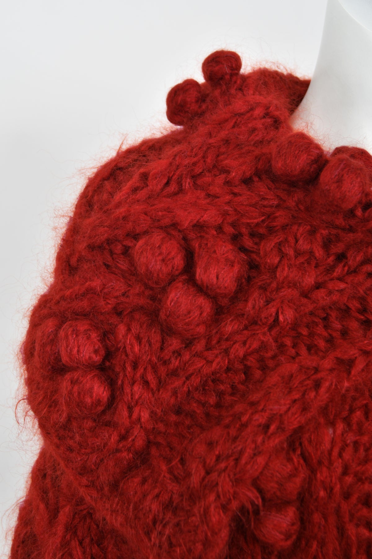 1999 Christian Dior by John Galliano Wine Red Wool Knit Shawl-Collar Sweater Coat