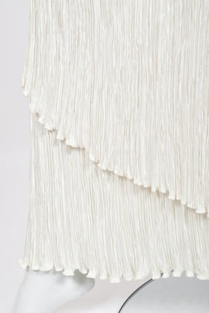 1983 Mary McFadden Ivory Heavily Pleated Asymmetric One-Shoulder Draped Goddess Gown
