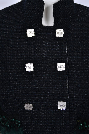 2011 Chanel by Karl Lagerfeld Runway Campaign Beaded Wool Double-Breasted Jacket