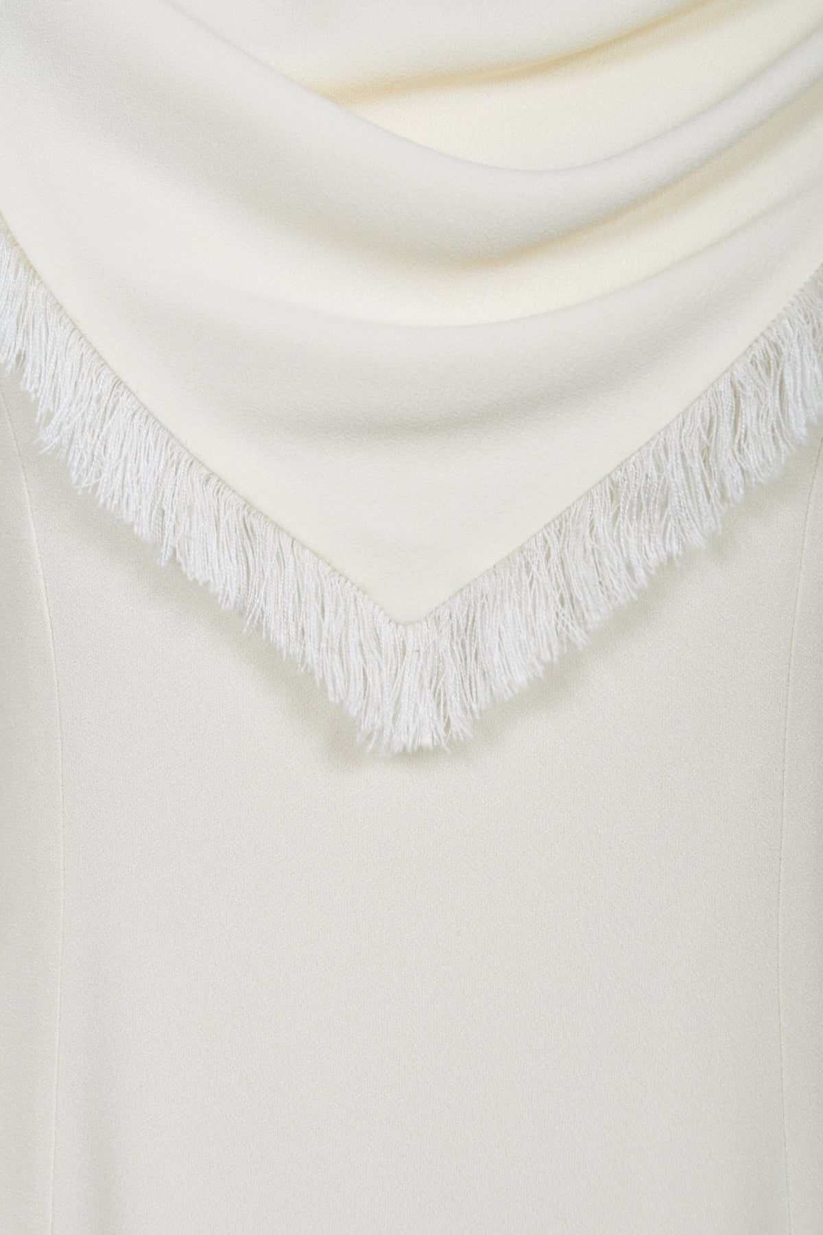 1998 Christian Dior by John Galliano Resort Collection Ivory White Crepe Fringed-Bib Dress