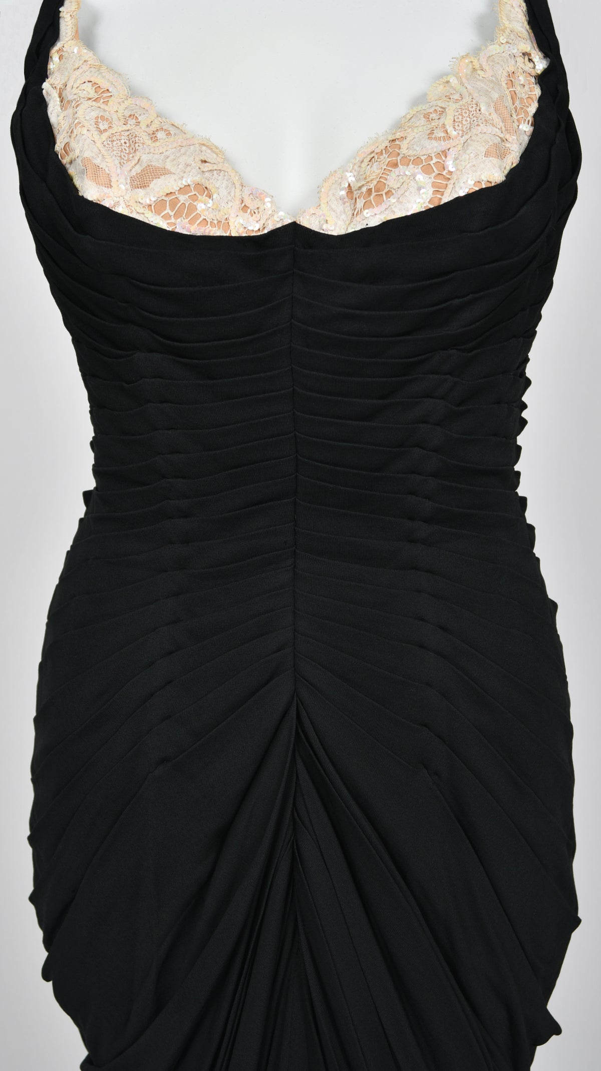 1964 Yma Sumac Documented Custom Couture Ruched Black Silk Hourglass Gown w/ Cape