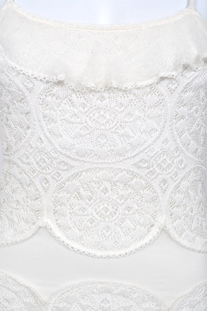 2005 Christian Dior by John Galliano Ivory Knit Appliqué Sheer Silk Fitted Slip Dress