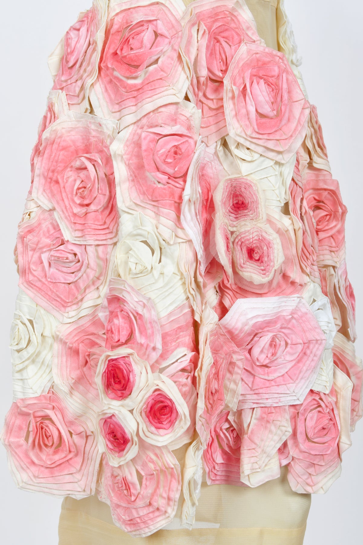 2009 Fendi by Karl Lagerfeld Museum-Held Roses Appliqué Sheer Illusion Dress