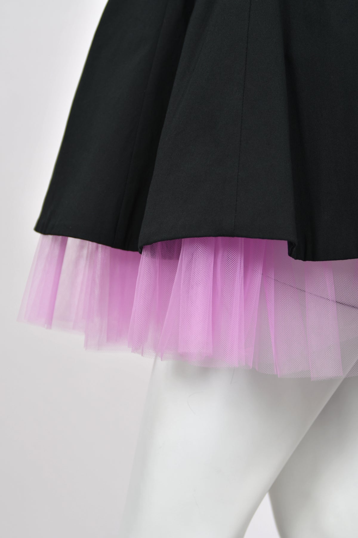 1992 Dolce & Gabbana Runway Black Stretch Cotton & Lilac Tulle Halter Mini Dress w/ Gloves
