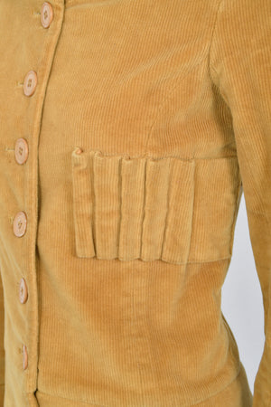 1968 Biba Documented Marigold Corduroy Funnel-Collar Jacket Pants Suit