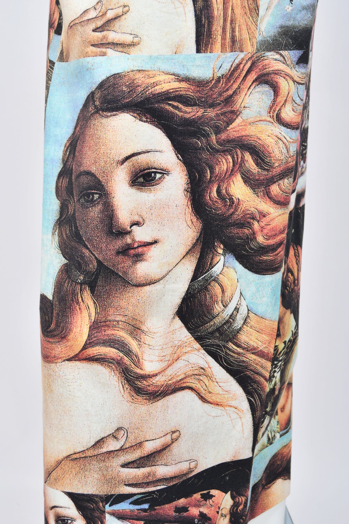 1993 Dolce &amp; Gabbana Iconic Runway &#39;Birth of Venus&#39; Collage Print High-Slit Hourglass Dress