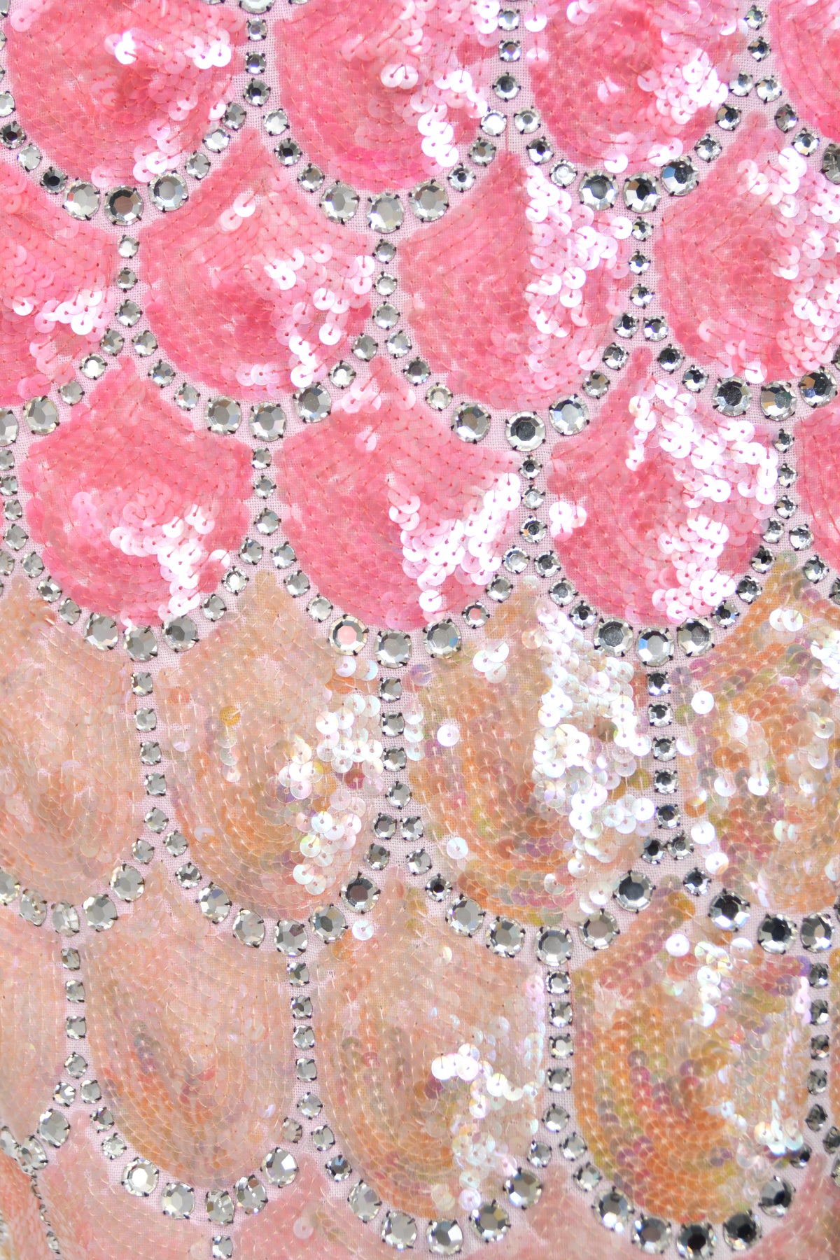 1950's Custom Couture Fully Sequin Pink Ombré Rhinestone Hourglass Gown w/ Gloves