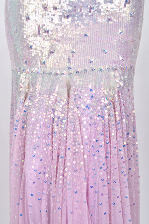 2012 Blumarine Runway Iridescent Lilac Pink Fully Sequin Cut-Out Hourglass Mermaid Gown