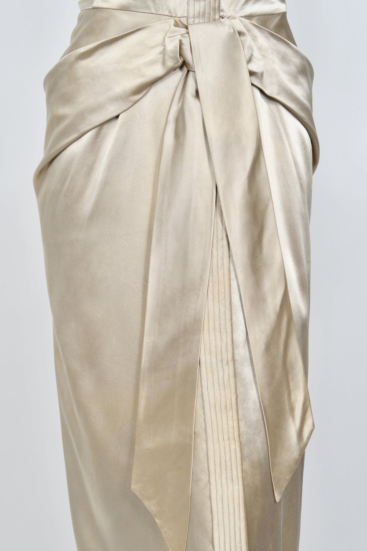 1950&#39;s Jacques Griffe Haute Couture Champagne Strapless Bustier Hourglass Gown