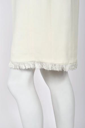 1998 Christian Dior by John Galliano Resort Collection Ivory White Crepe Fringed-Bib Dress
