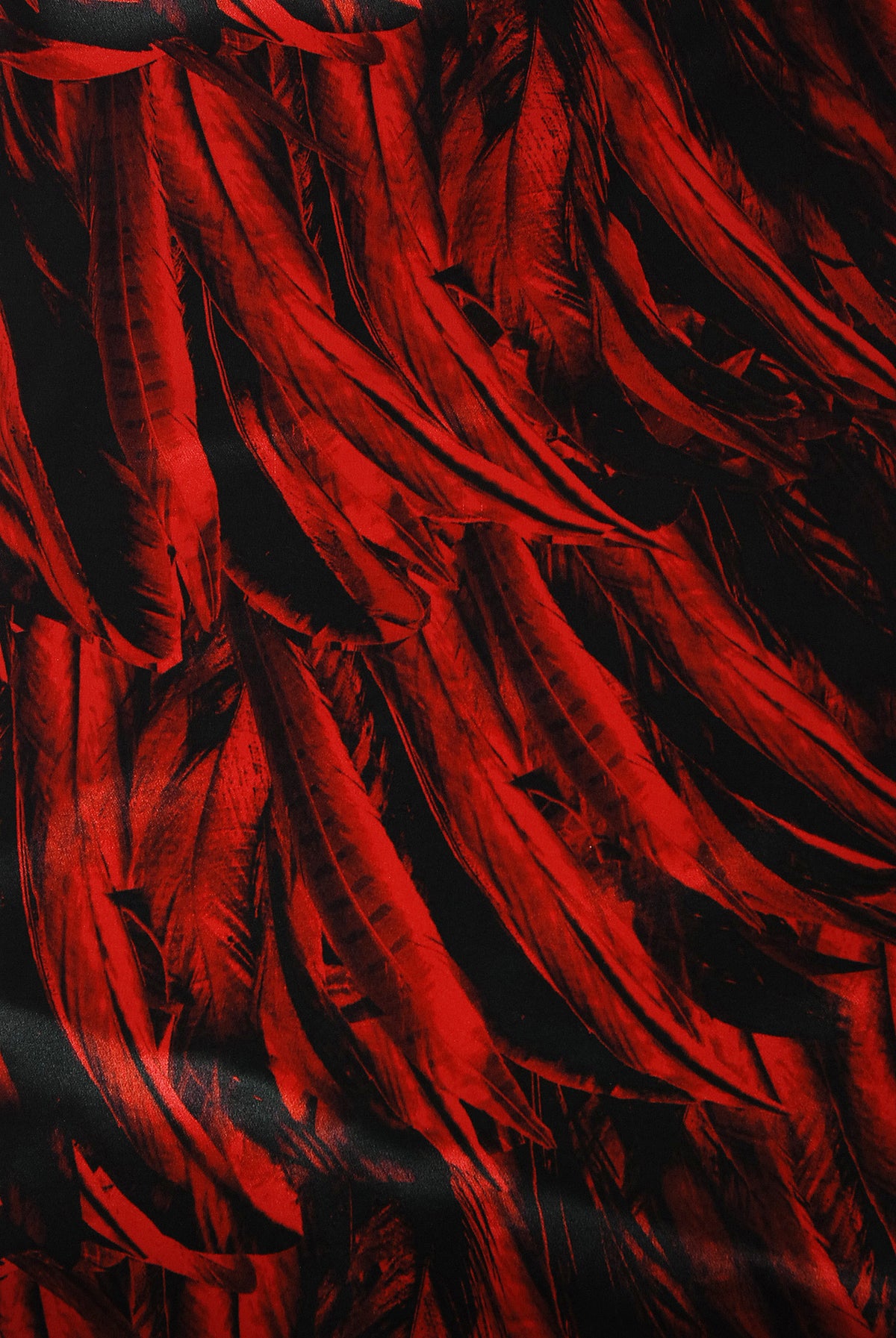 2009 Alexander McQueen Lifetime Red &amp; Black Feather Print Silk Hourglass Gown