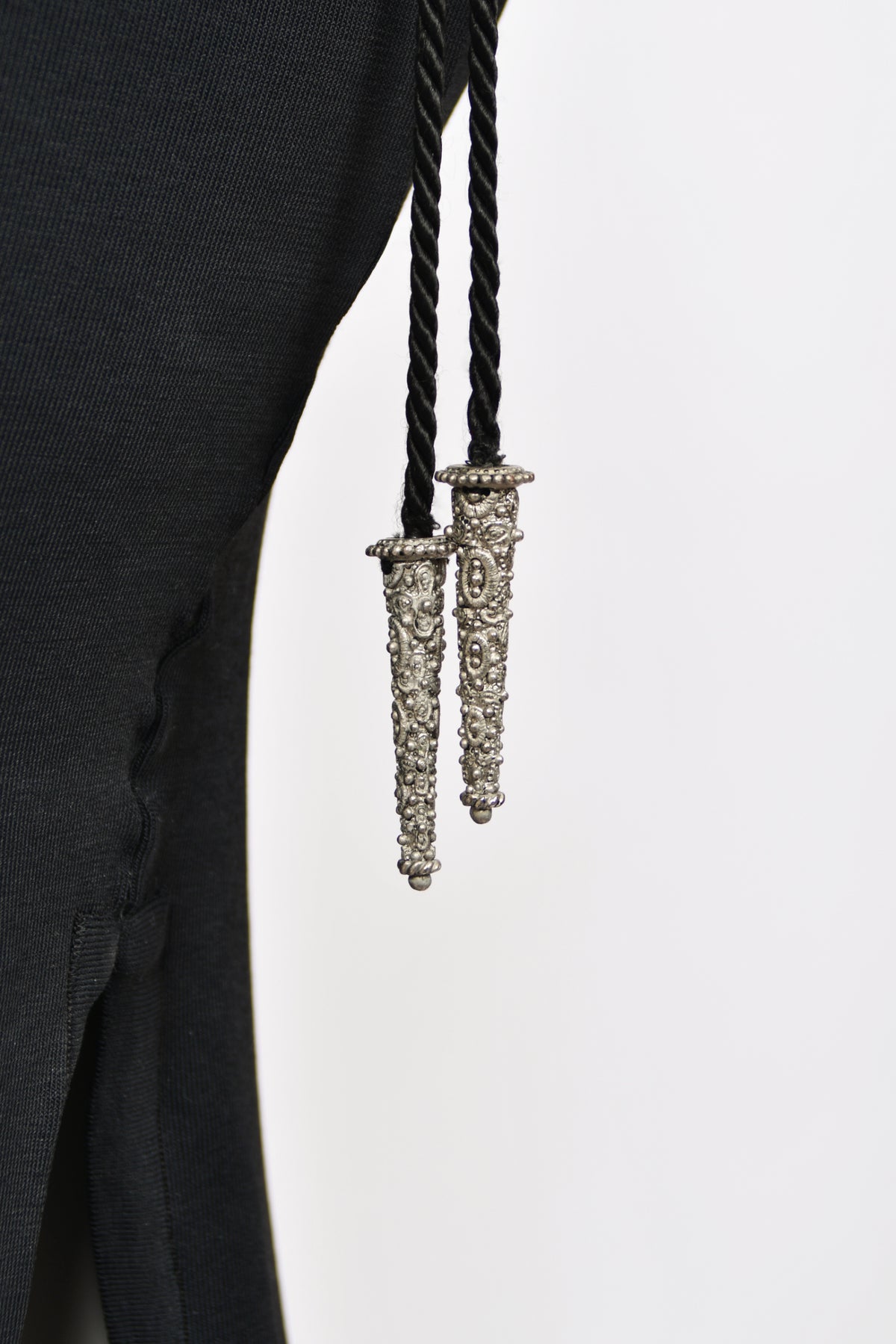 1994 Christian Dior Runway Metallic Embroidered Black Stretch Silk One-Sleeve Hourglass Dress