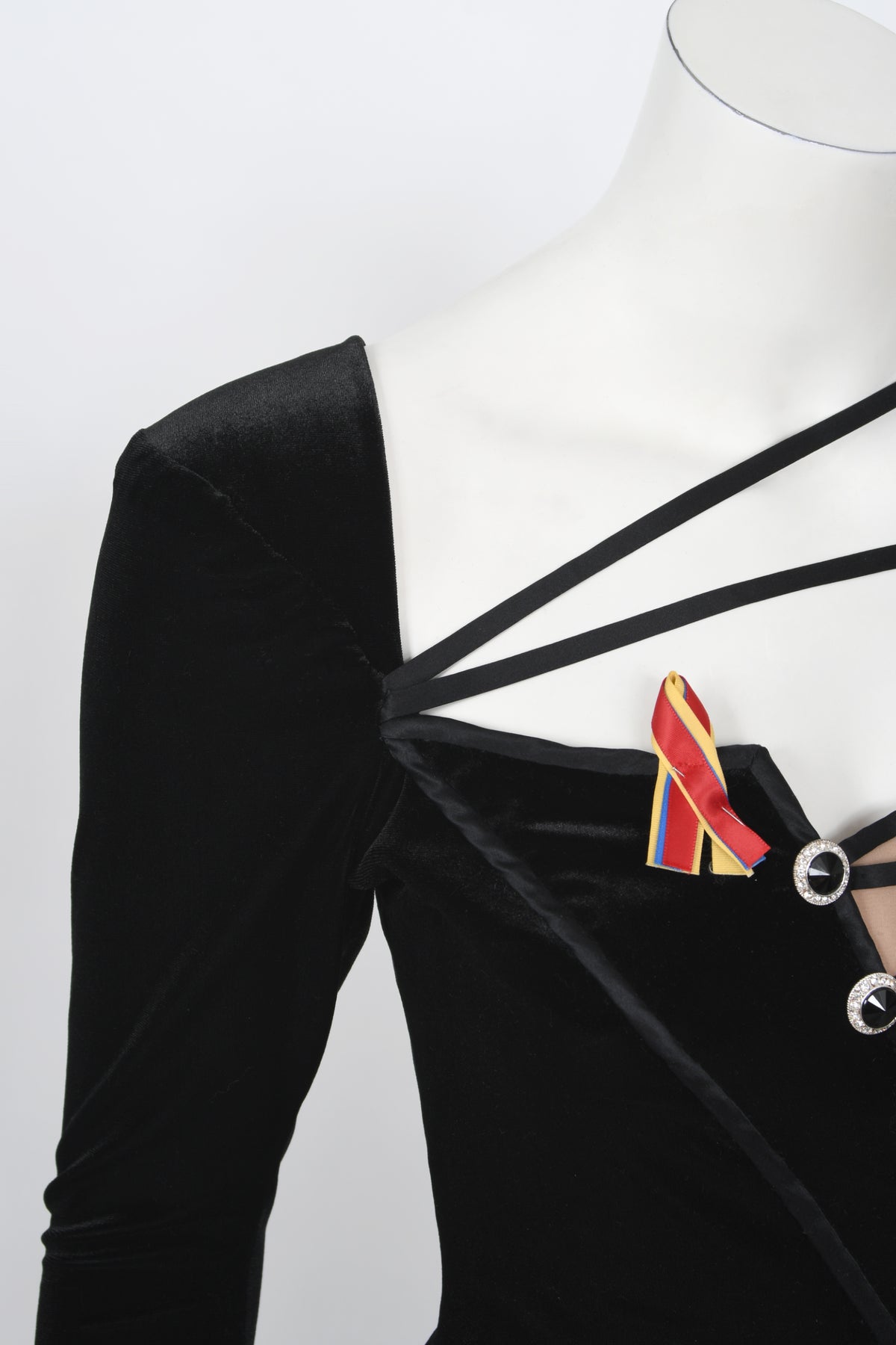 2010 Cher Custom Bob Mackie Couture Black Velvet Bias-Cut Golden Globes Gown