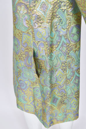 1960's Bob Bugnand Couture Beaded Metallic Silk-Brocade Dress & Matching Coat