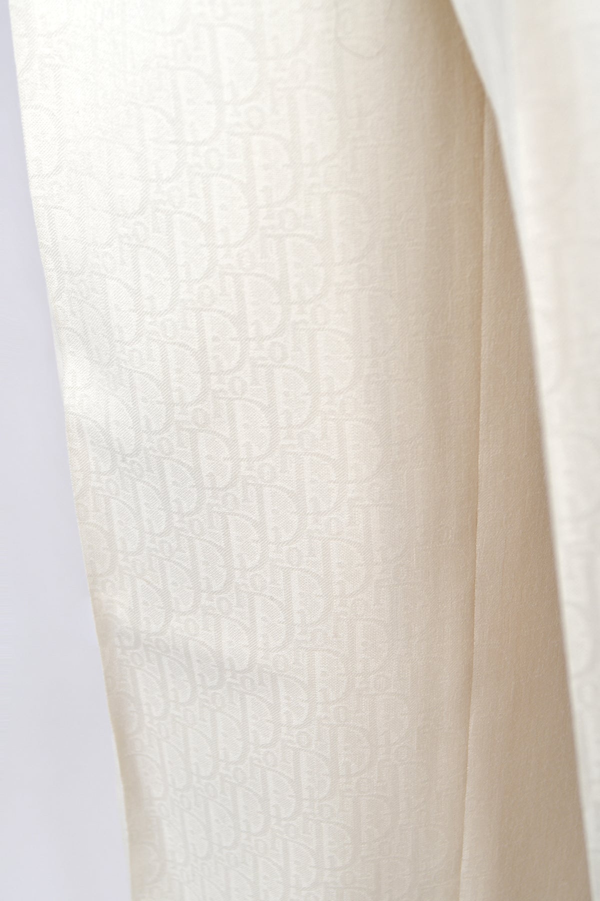 1999 Christian Dior by John Galliano Ivory Logo-Print Silk Enamel Buttons Pantsuit