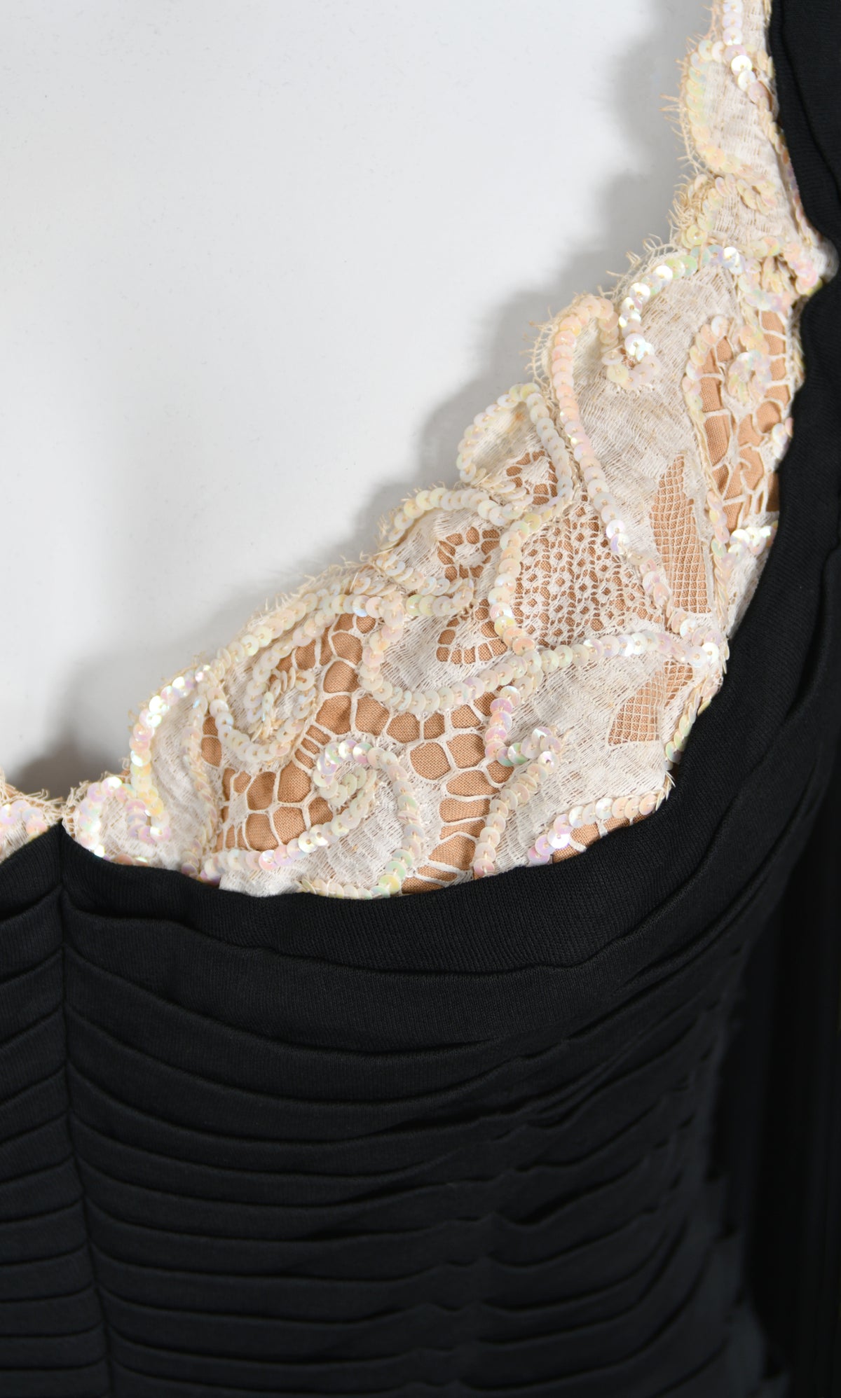 1964 Yma Sumac Documented Custom Couture Ruched Black Silk Hourglass Gown w/ Cape