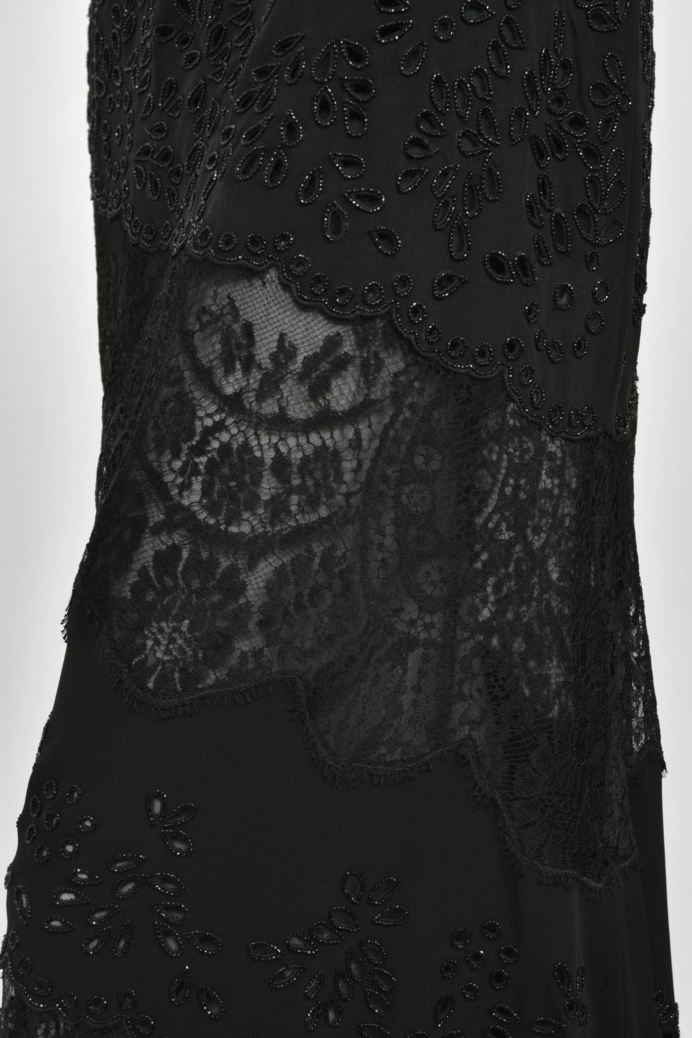 valentino lace dress black Mario Valentino Vintage lace-hem T-shirt Mini Dress | Black