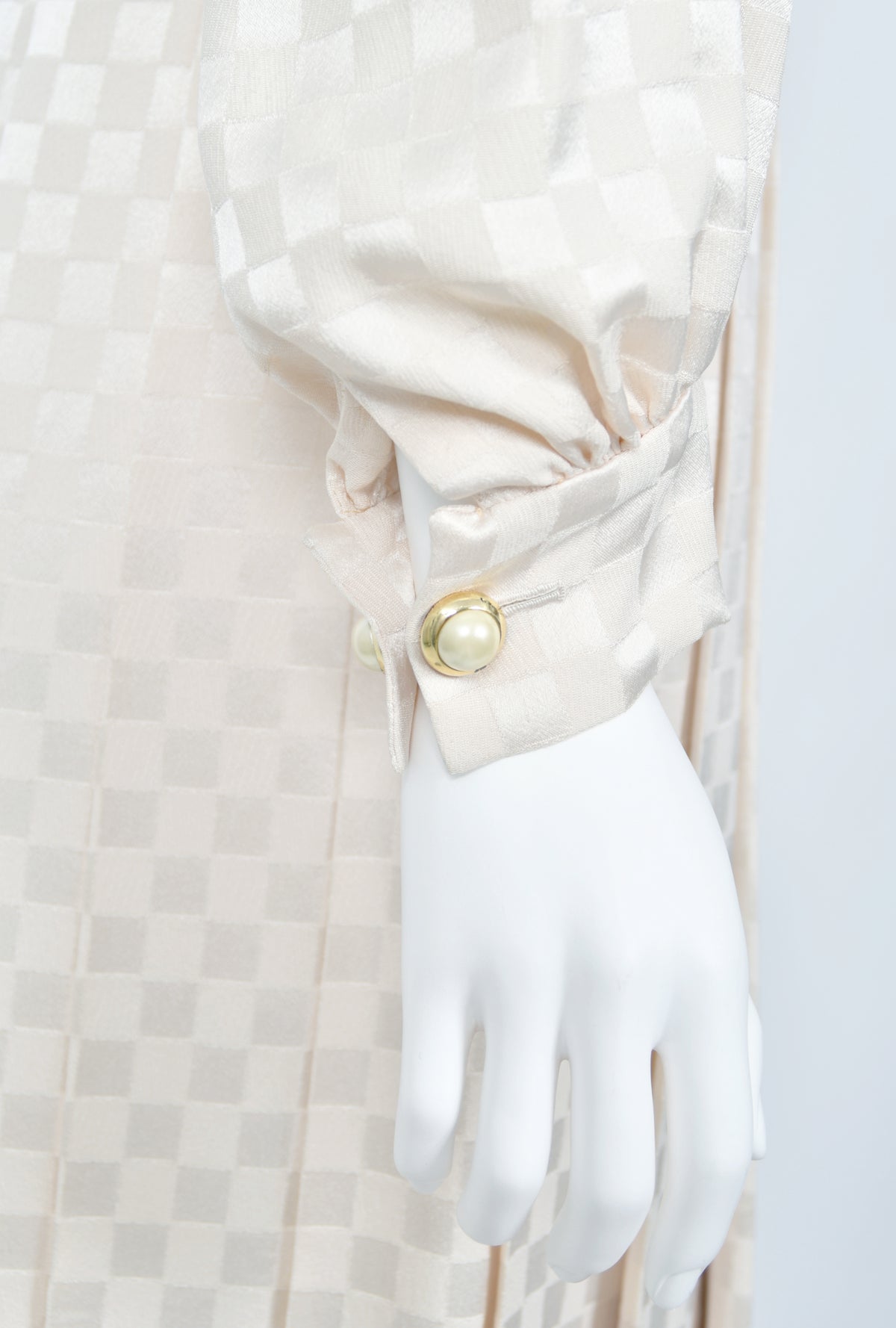 1968 Christian Dior Haute Couture Documented Ivory Checkered Silk Pleated Mini Dress