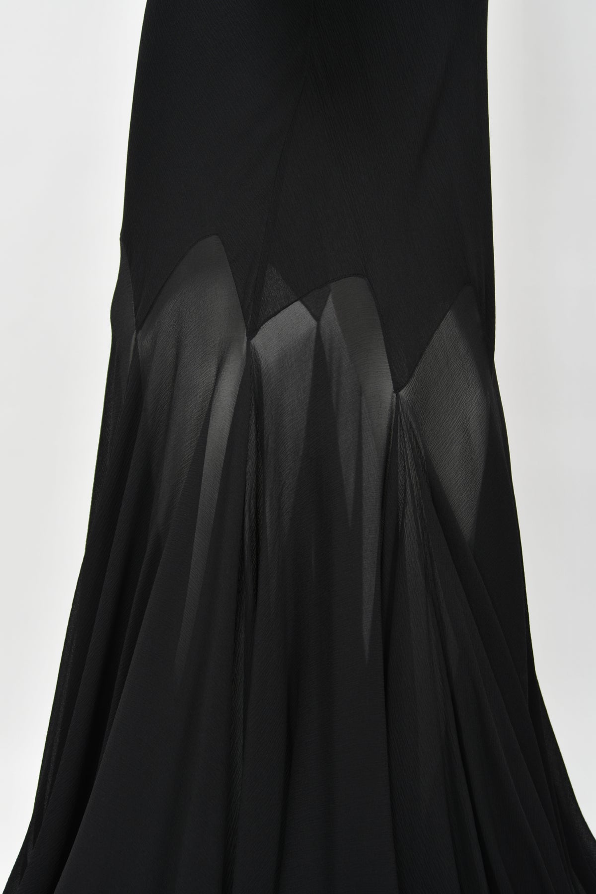 2001 Versace Couture Documented Runway Black Sheer Silk &amp; Leather Bias-Cut Gown