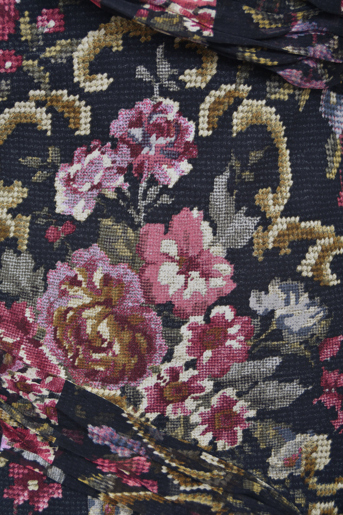 2004 John Galliano Needlepoint Floral Print Silk Bias-Cut Gown w/ Matching Scarf