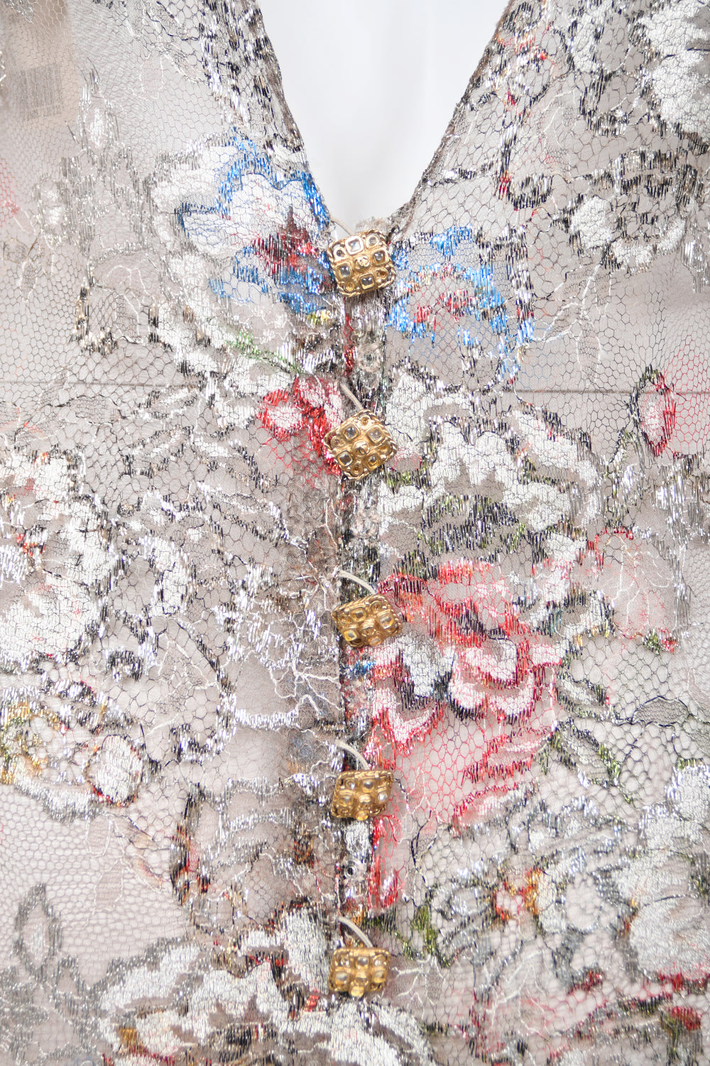 Iconic 2011 Chanel Runway Vogue Rihanna Editorial Sheer Metallic Lace Gown