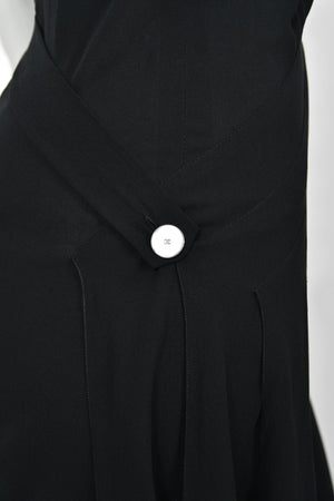 1999 Chanel by Karl Lagerfeld Runway Black Crepe Low-Plunge Draped Sash Jumpsuit