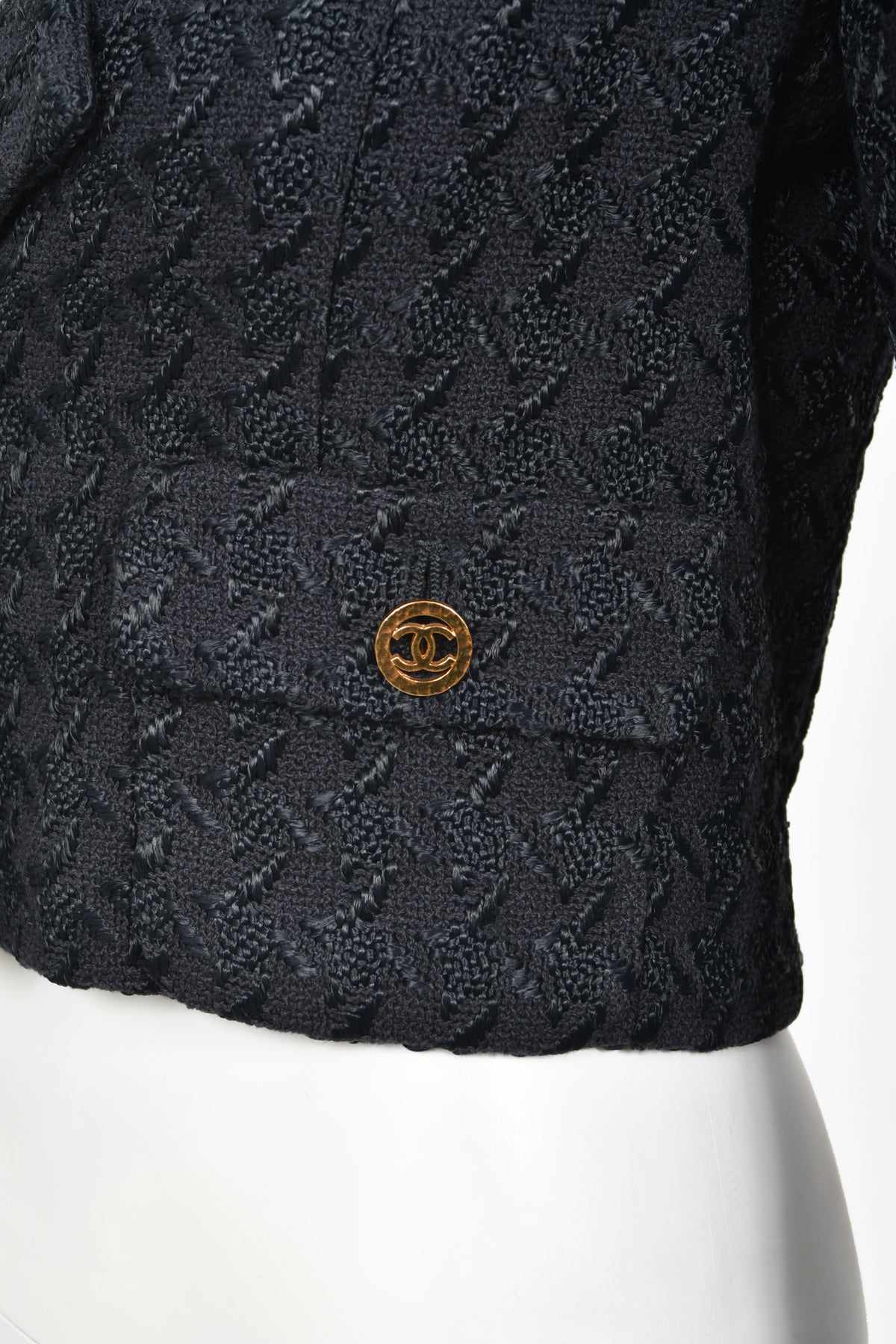 1993 Chanel by Karl Lagerfeld Documented Midnight Blue Wool Cropped Jacket