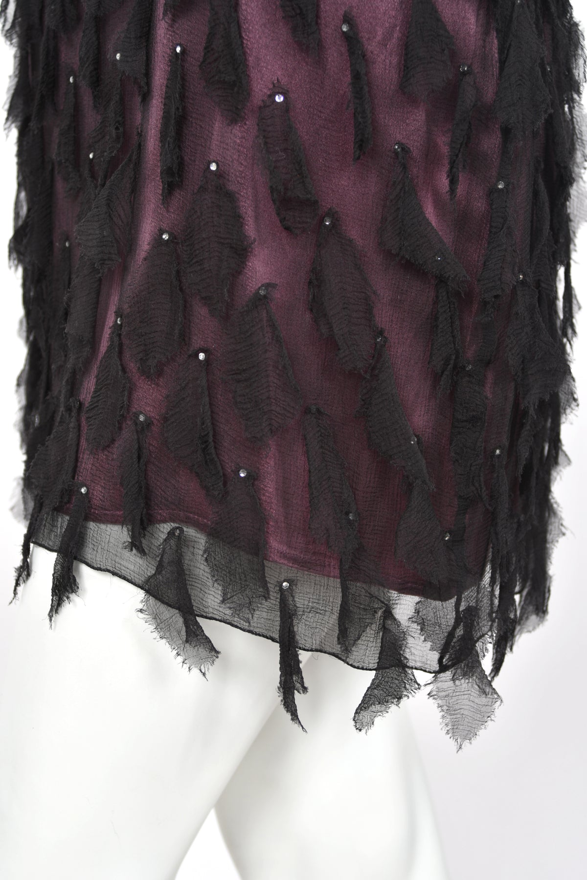 1998 Versace Runway Purple & Black 'Petal' Silk Chiffon Crystal-Straps Mini Dress