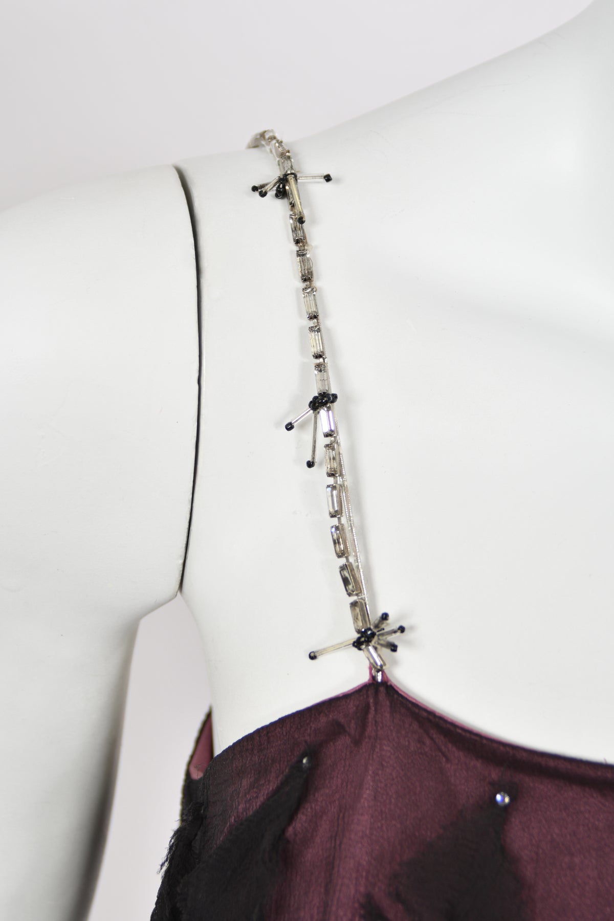 1998 Versace Runway Purple & Black 'Petal' Silk Chiffon Crystal-Straps Mini Dress