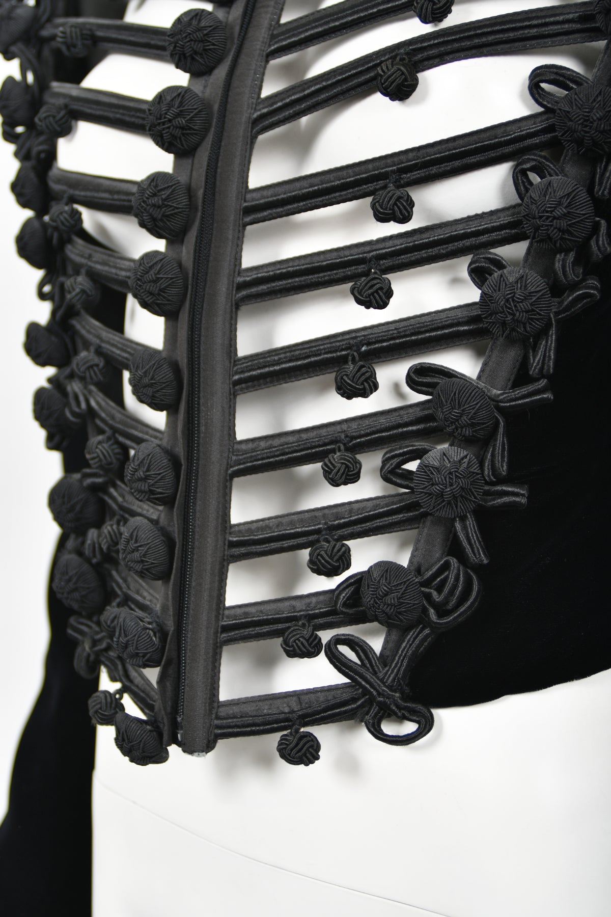 1991 Jean Paul Gaultier Documented Cher Worn Black Velvet Corset Cage Jacket